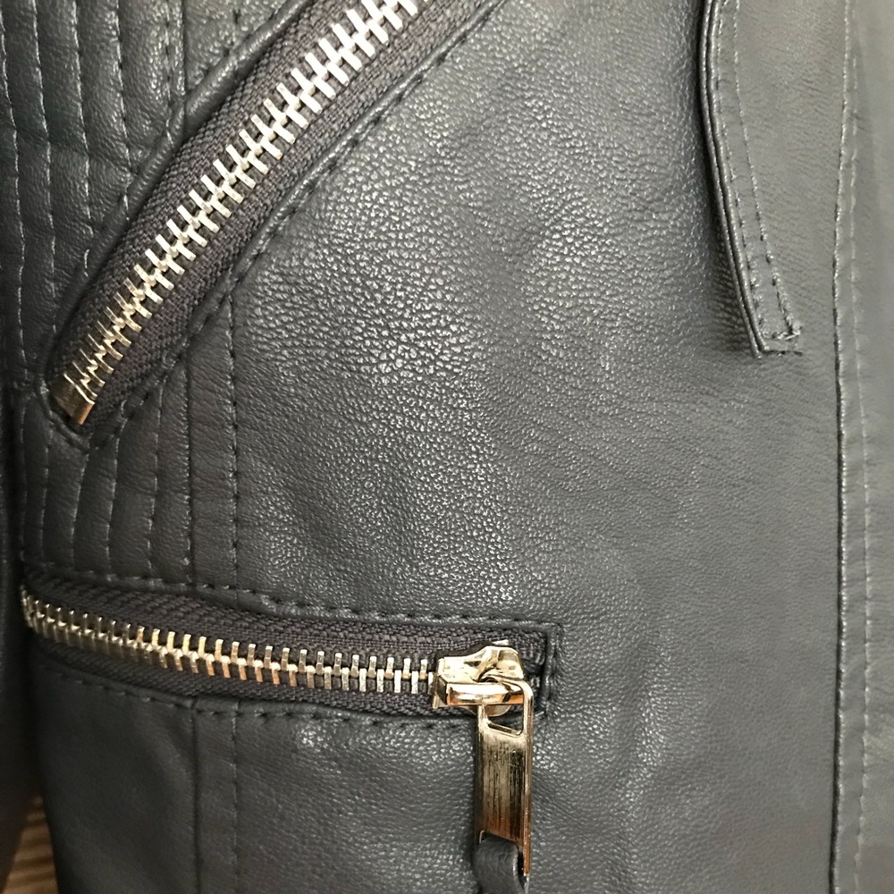 LAST 1✨Faux Leather Biker Jacket in Charcoal Gray - Picture 8 of 8